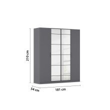 Drehtürenschrank >Acero< in grau metallic / Spiegel - 181x210x54 (BxHxT)