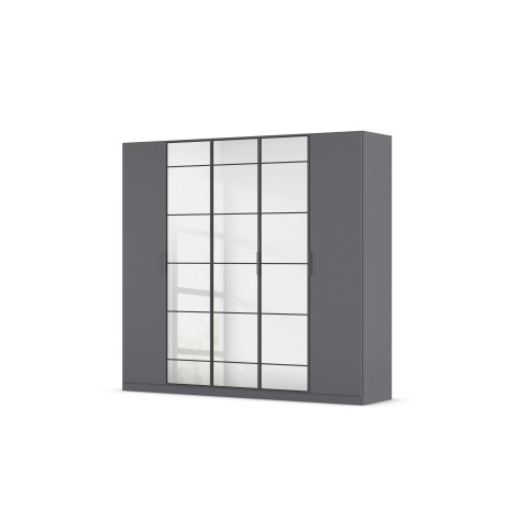 Drehtürenschrank >Acero< in grau metallic / Spiegel - 226x210x54 (BxHxT)