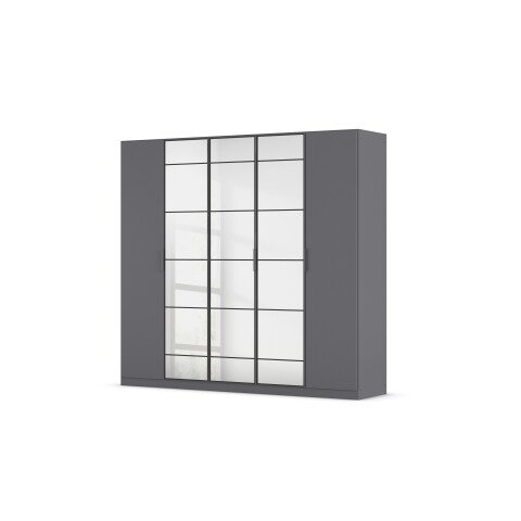 Drehtürenschrank >Acero< in grau metallic / Spiegel - 226x210x54 (BxHxT)