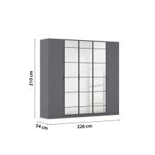 Drehtürenschrank >Acero< in grau metallic / Spiegel - 226x210x54 (BxHxT)