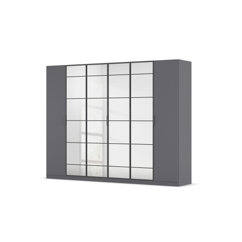 Drehtürenschrank >Acero< in grau metallic / Spiegel - 271x210x54 (BxHxT)