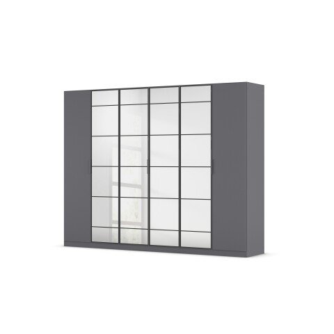 Drehtürenschrank >Acero< in grau metallic / Spiegel - 271x210x54 (BxHxT)