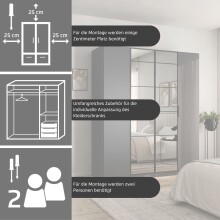 Drehtürenschrank >Acero< in grau metallic / Spiegel - 271x210x54 (BxHxT)