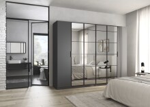 Drehtürenschrank >Acero< in grau metallic /...