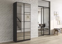 Drehtürenschrank >Acero< in Spiegel / grau...