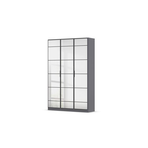 Drehtürenschrank >Acero< in Spiegel / grau metallic - 136x210x41 (BxHxT)