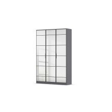 Drehtürenschrank >Acero< in Spiegel / grau metallic - 136x210x41 (BxHxT)