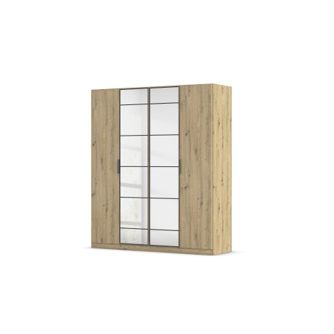 Drehtürenschrank >Acero< in Eiche Artisan / Spiegel - 181x210x54 (BxHxT)