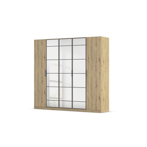 Drehtürenschrank >Acero< in Eiche Artisan / Spiegel - 226x210x54 (BxHxT)