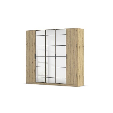 Drehtürenschrank >Acero< in Eiche Artisan / Spiegel - 226x210x54 (BxHxT)