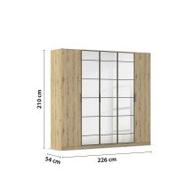 Drehtürenschrank >Acero< in Eiche Artisan / Spiegel - 226x210x54 (BxHxT)