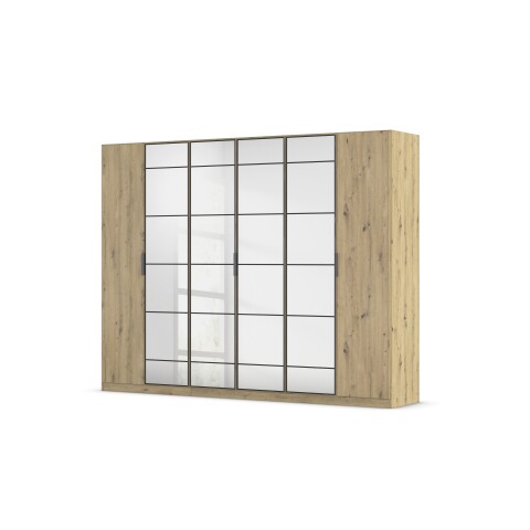 Drehtürenschrank >Acero< in Eiche Artisan / Spiegel - 271x210x54 (BxHxT)
