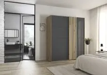 Schwebetürenschrank >Mosbach< grau metallic /...