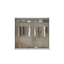 Schwebetürenschrank >Mosbach< in grau metallic / Eiche Artisan - 226x210x62 (BxHxT)