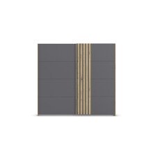 Schwebetürenschrank >Mosbach< in grau metallic / Eiche Artisan - 226x210x62 (BxHxT)