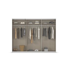 Schwebetürenschrank >Mosbach< in grau metallic / Eiche Artisan - 271x210x62 (BxHxT)