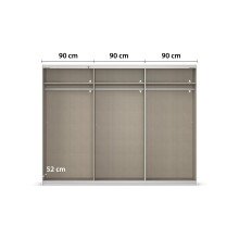 Schwebetürenschrank >Mosbach< in grau metallic / Eiche Artisan - 271x210x62 (BxHxT)