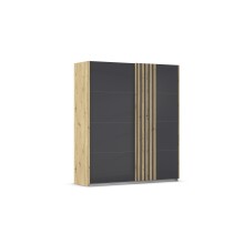 Schwebetürenschrank >Mosbach< in Glas basalt /...