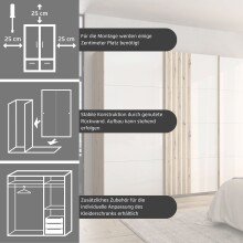 Schwebetürenschrank >Mosbach< in Glas basalt / Eiche Artisan - 181x210x62 (BxHxT)