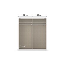 Schwebetürenschrank >Mosbach< in Glas basalt / Eiche Artisan - 181x210x62 (BxHxT)