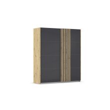 Schwebetürenschrank >Mosbach< in Glas basalt /...