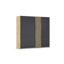 Schwebetürenschrank >Mosbach< in Glas basalt /...