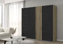 Schwebetürenschrank >Mosbach< in Glas basalt /...
