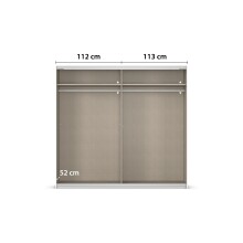 Schwebetürenschrank >Mosbach< in Glas basalt / Eiche Artisan - 226x210x62 (BxHxT)