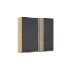 Schwebetürenschrank >Mosbach< in Glas basalt /...