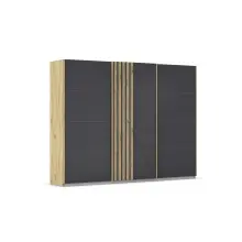 Schwebetürenschrank >Mosbach< in Glas basalt /...