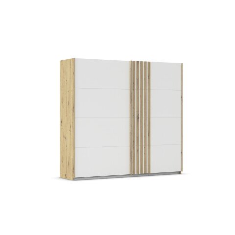 Schwebetürenschrank >Mosbach< in alpinweiß / Eiche Artisan - 226x210x62 (BxHxT)