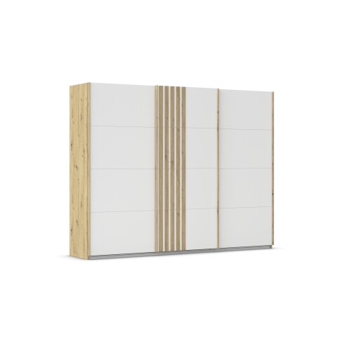 Schwebetürenschrank >Mosbach< in alpinweiß / Eiche Artisan - 271x210x62 (BxHxT)