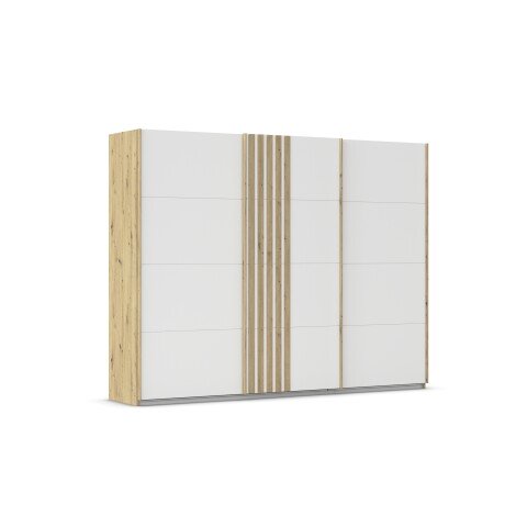 Schwebetürenschrank >Mosbach< in alpinweiß / Eiche Artisan - 271x210x62 (BxHxT)