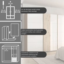 Schwebetürenschrank >Mosbach< in alpinweiß / Eiche Artisan - 271x210x62 (BxHxT)
