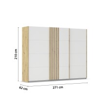 Schwebetürenschrank >Mosbach< in alpinweiß / Eiche Artisan - 271x210x62 (BxHxT)