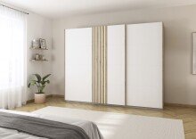 Schwebetürenschrank >Mosbach< in alpinweiß / Eiche Artisan - 271x210x62 (BxHxT)