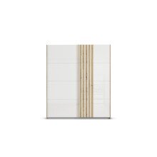 Schwebetürenschrank >Mosbach< in Glas kristallweiß / Eiche Artisan - 181x210x62 (BxHxT)