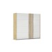 Schwebetürenschrank >Mosbach< in Glas kristallweiß / Eiche Artisan - 226x210x62 (BxHxT)