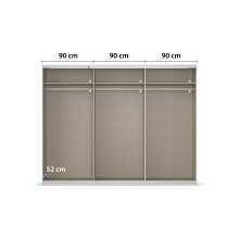 Schwebetürenschrank >Mosbach< in Glas kristallweiß / Eiche Artisan - 271x210x62 (BxHxT)
