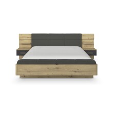 Bettanlage >Mosbach< in Eiche Artisan / basalt / grau - 265x93x245 (BxHxT)