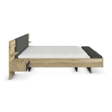 Bettanlage >Mosbach< in Eiche Artisan / basalt / grau - 265x93x245 (BxHxT)