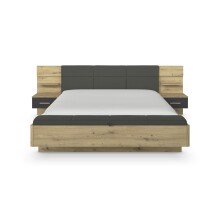 Bettanlage >Mosbach< in Eiche Artisan / basalt / grau - 265x93x245 (BxHxT)