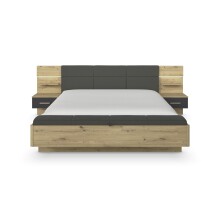 Bettanlage >Mosbach< in Eiche Artisan / basalt / grau - 265x93x245 (BxHxT)