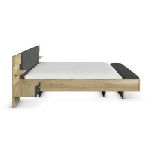 Bettanlage >Mosbach< in Eiche Artisan / basalt / grau - 265x93x245 (BxHxT)