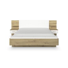 Bettanlage >Mosbach< in Eiche Artisan / weiß / alpinweiß - 265x93x245 (BxHxT)