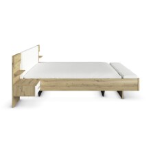 Bettanlage >Mosbach< in Eiche Artisan / weiß / alpinweiß - 265x93x245 (BxHxT)