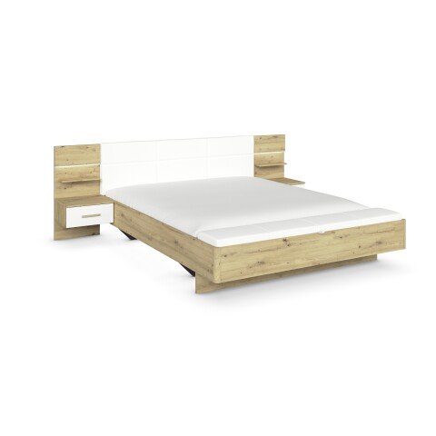 Bettanlage >Mosbach< in Eiche Artisan / weiß / alpinweiß - 265x93x245 (BxHxT)