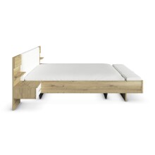 Bettanlage >Mosbach< in Eiche Artisan / weiß / alpinweiß - 265x93x245 (BxHxT)