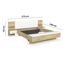 Bettanlage >Mosbach< in Eiche Artisan / weiß / alpinweiß - 265x93x245 (BxHxT)