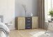 Sideboard >Mosbach< in Eiche Artisan / grau metallic - 120x81x62 (BxHxT)
